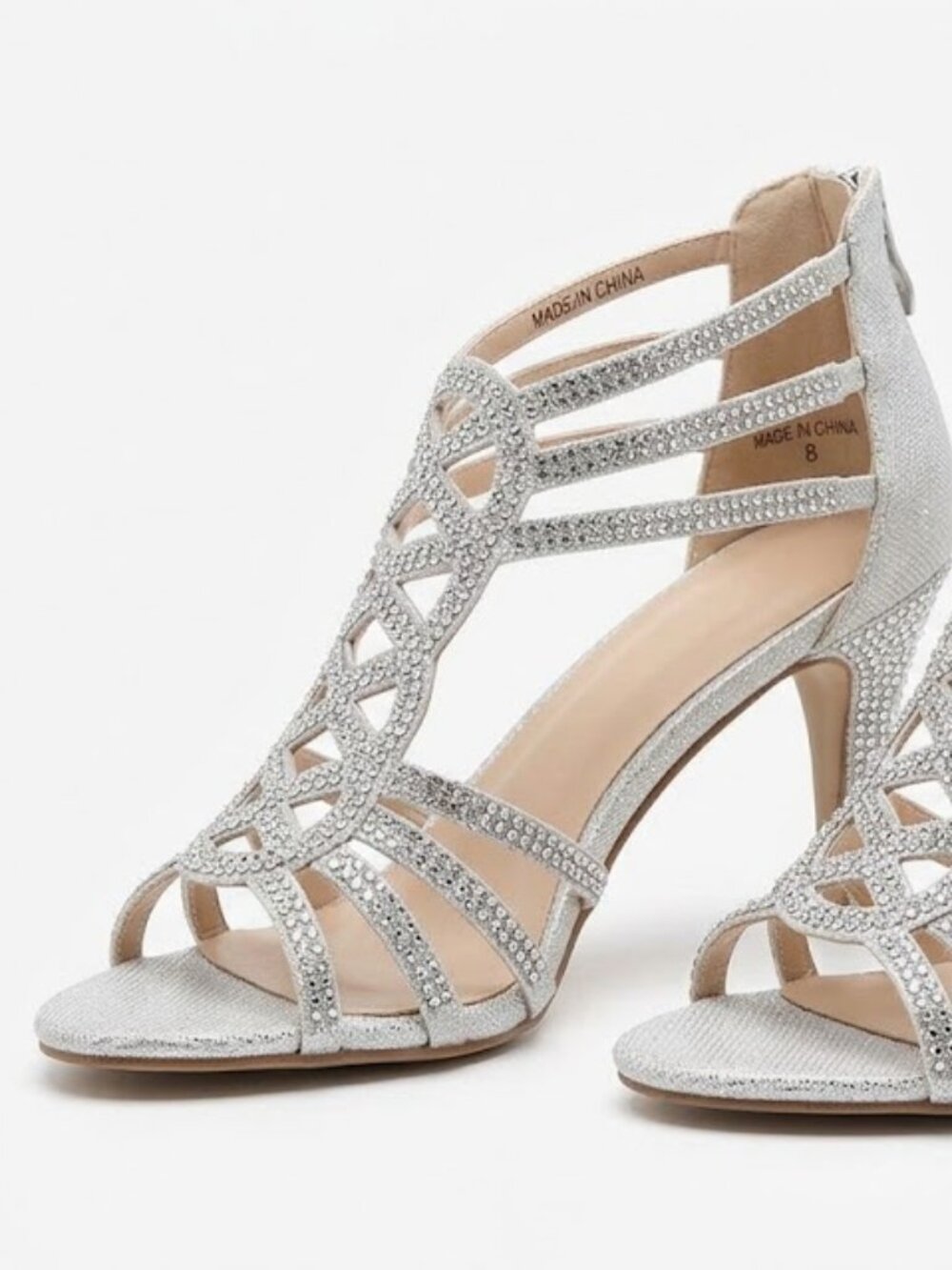 Mila Lady Silver Rhinestone Strappy Heels NIB Size 8